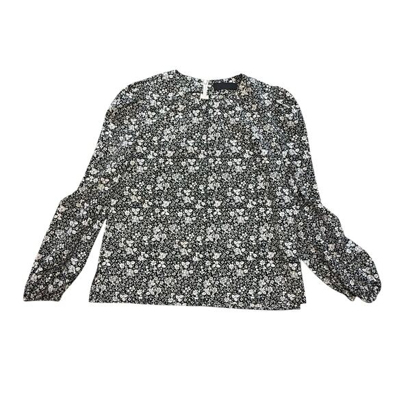 Co 100% Silk Black White Floral Blouse Small - Picture 6 of 11